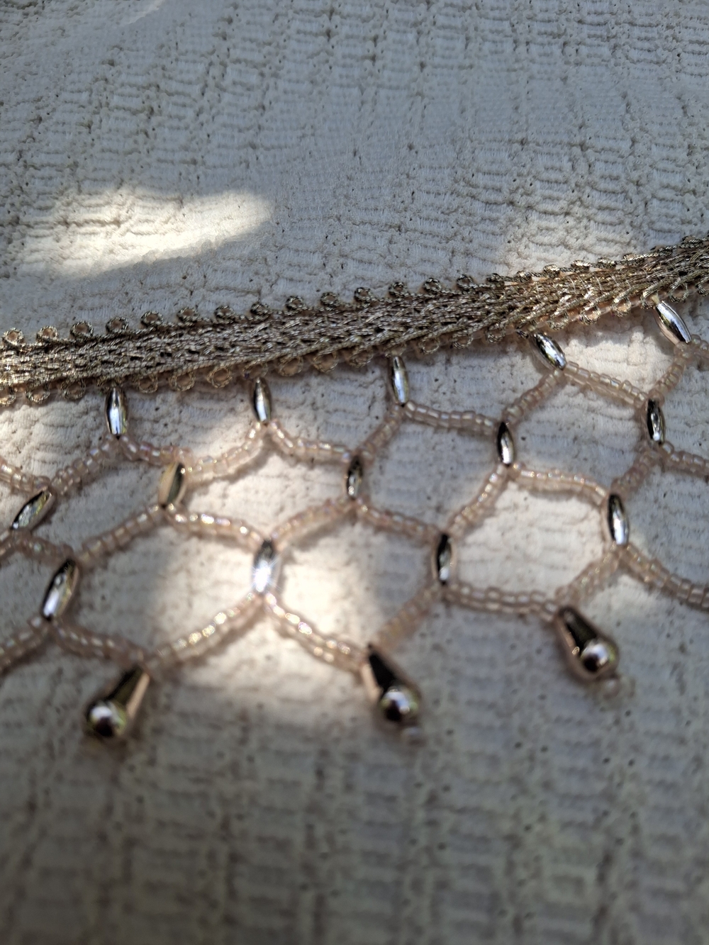 Handmade Gold Mesh Beaded Boho Statement Choker Necklace - Elegant Women Jewelry - Picture 5 of 8